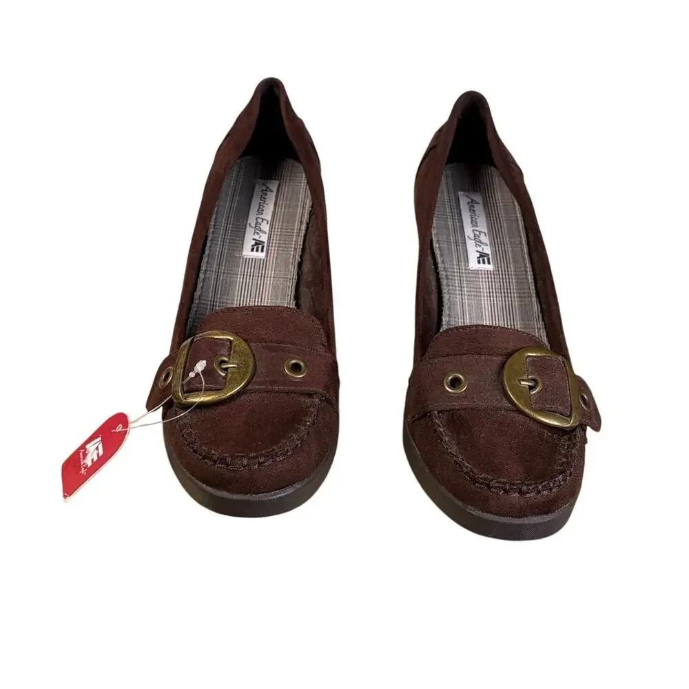 American Eagle Brown Suede Shoes Women's Size 10 Preppy NWT